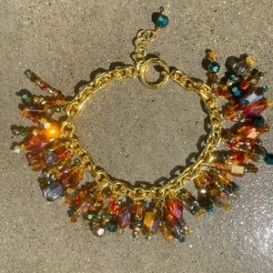 Multi Glass Gem Adjustable Choker Necklace